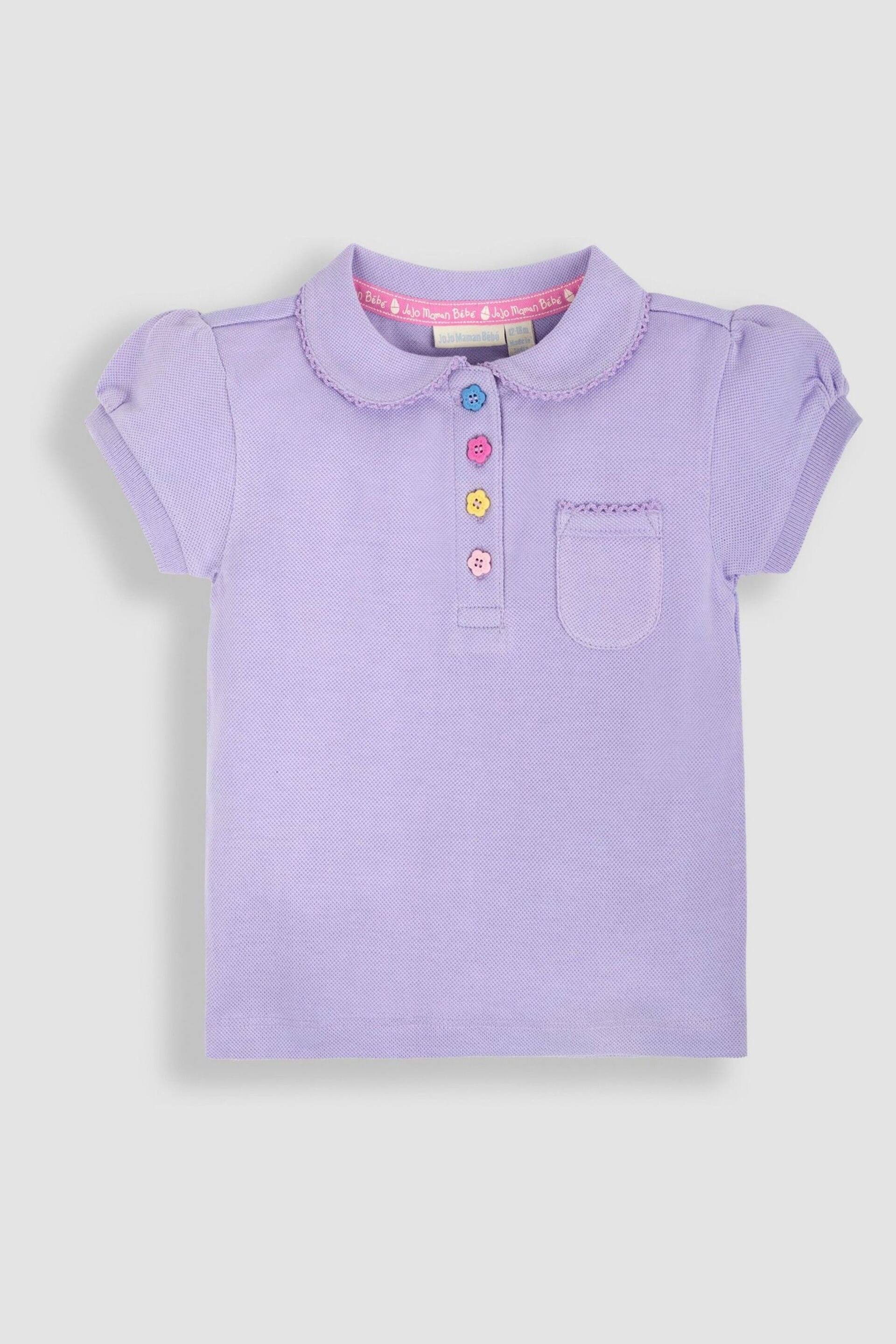 JoJo Maman Bébé Lilac Purple Pretty Polo Shirt - Image 1 of 3