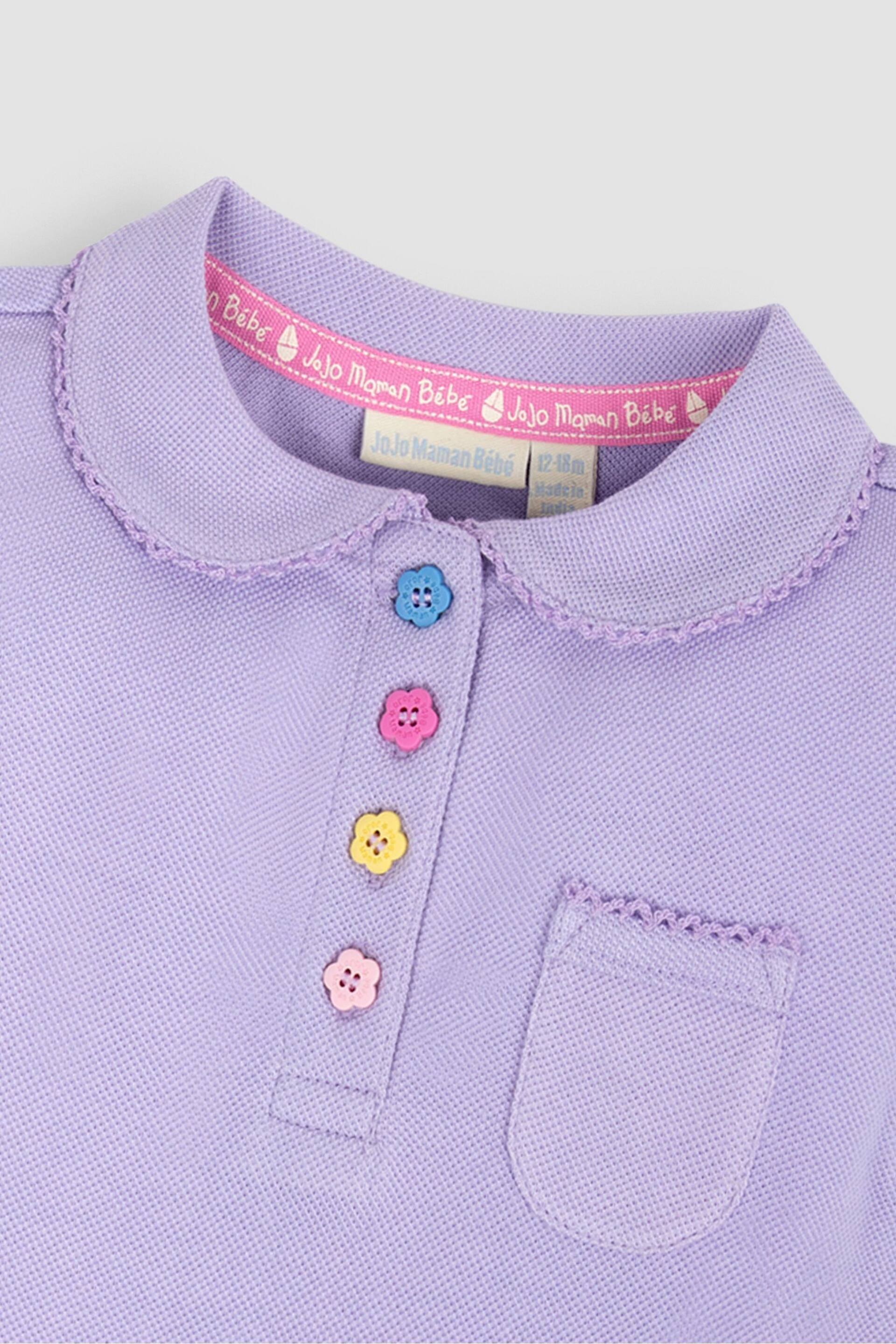 JoJo Maman Bébé Lilac Purple Pretty Polo Shirt - Image 2 of 3