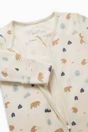 MORI Cream Organic Cotton & Bamboo Giraffe Print Zip Up Sleepsuit - Image 5 of 5