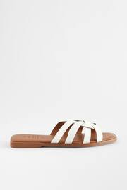 White Extra Wide Fit Forever Comfort® Leather Lattice Mules Sandals - Image 2 of 6