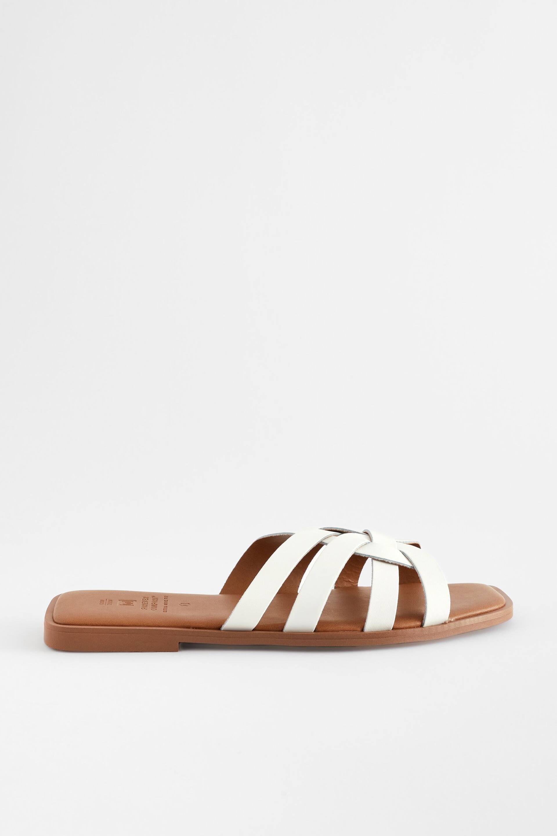 White Extra Wide Fit Forever Comfort® Leather Lattice Mules Sandals - Image 2 of 6