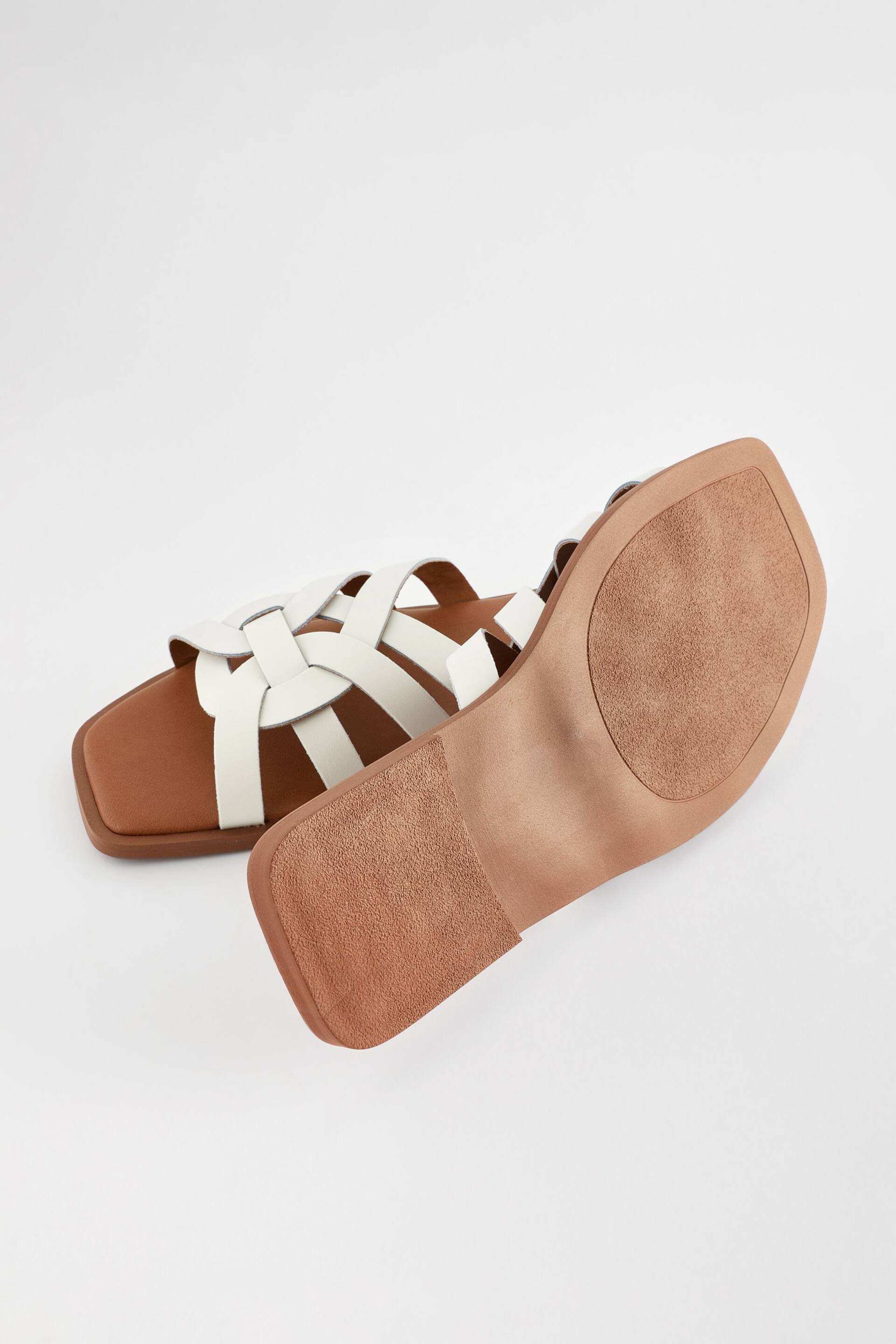 White Extra Wide Fit Forever Comfort® Leather Lattice Mules Sandals - Image 3 of 6