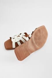 White Extra Wide Fit Forever Comfort® Leather Lattice Mules Sandals - Image 4 of 6