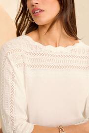 Love & Roses Batwing Pointelle Scallop Neck Jumper - Image 2 of 4