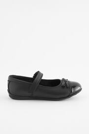 Black Standard Fit (F) Leather Patent Toe Cap Mary Jane Shoes - Image 2 of 5