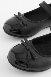 Black Standard Fit (F) Leather Patent Toe Cap Mary Jane Shoes - Image 4 of 5