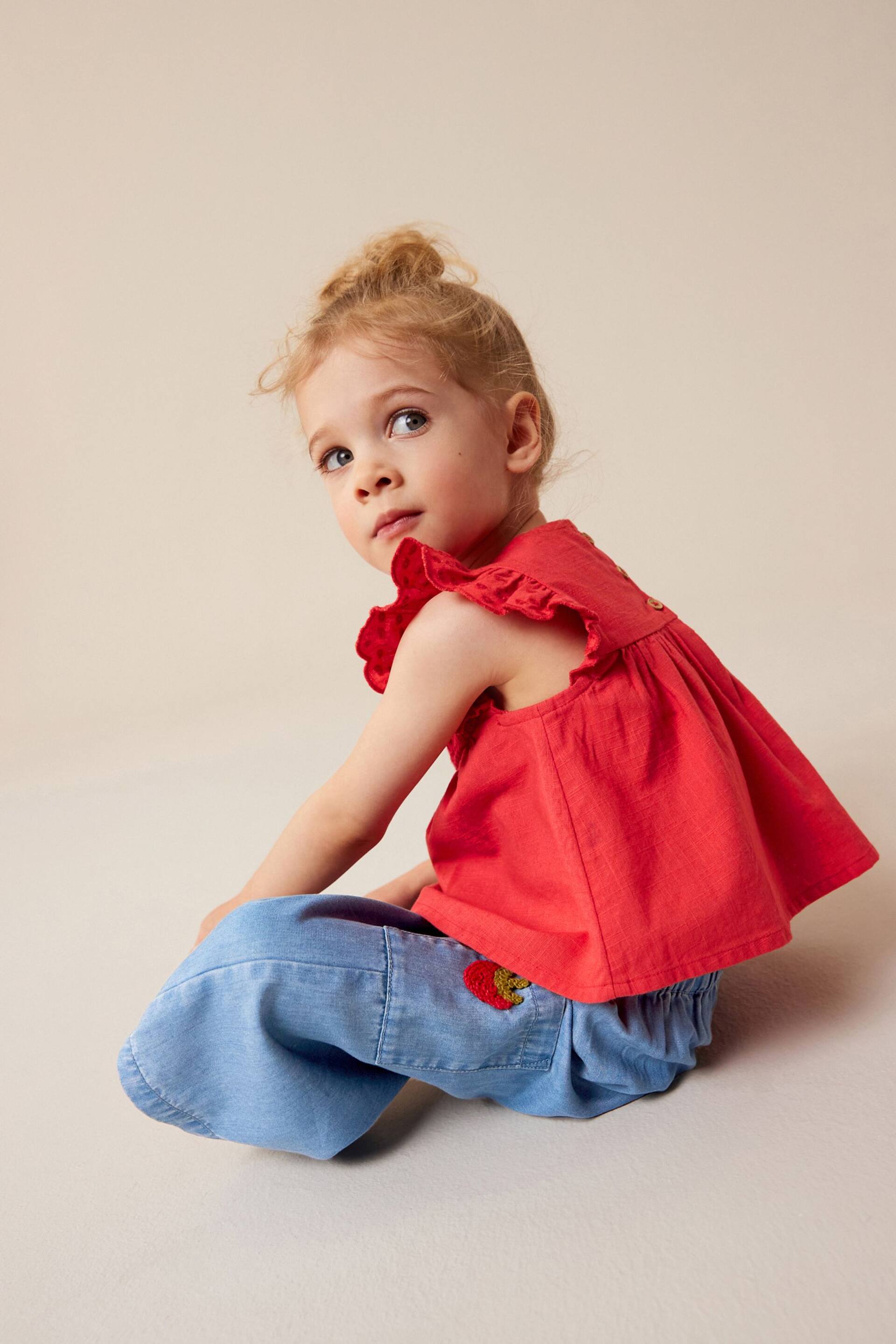 Red Strawberry Blouse and Trousers Set (3mths-7yrs) - Image 3 of 8
