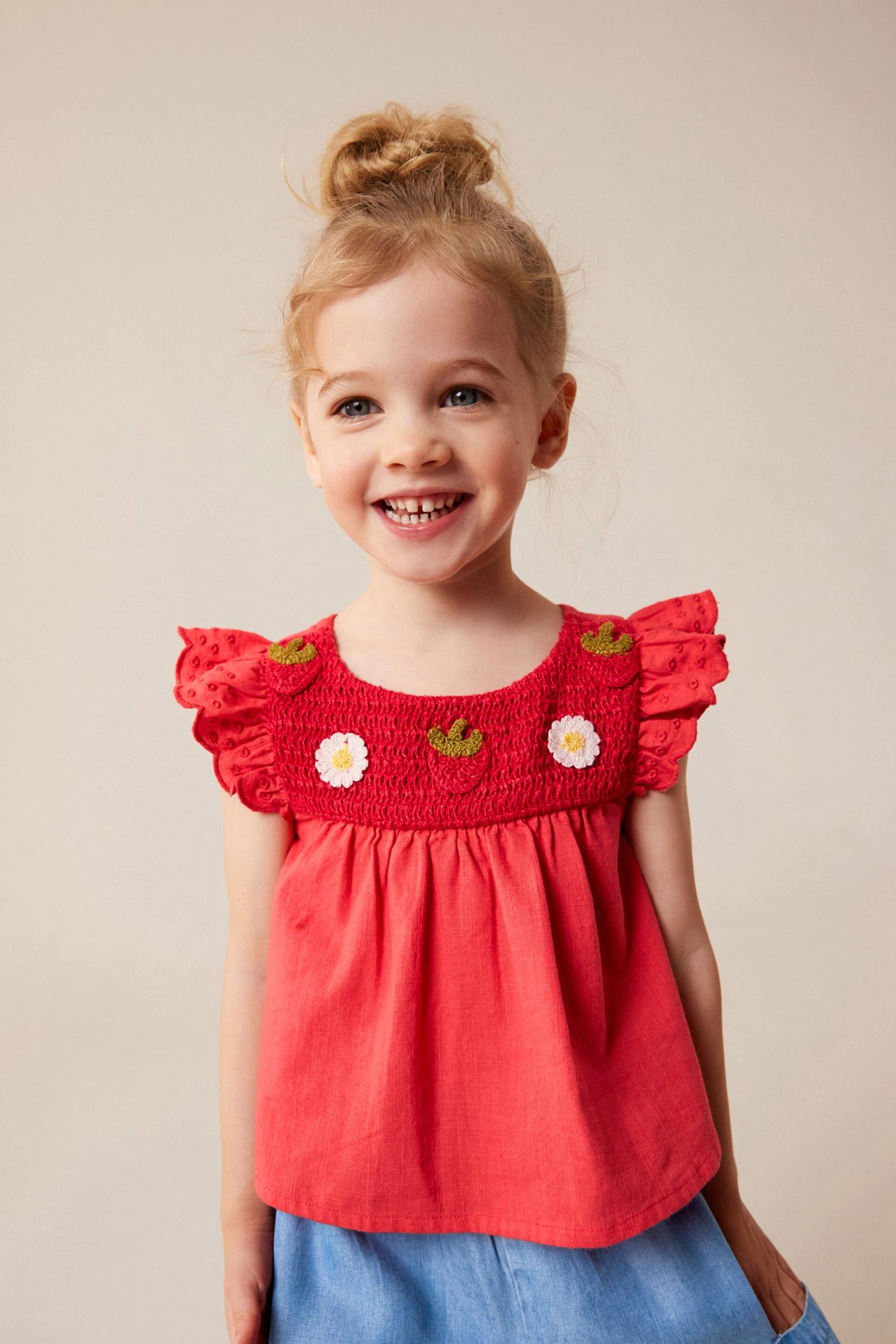 Red Strawberry Blouse and Trousers Set (3mths-7yrs) - Image 4 of 8