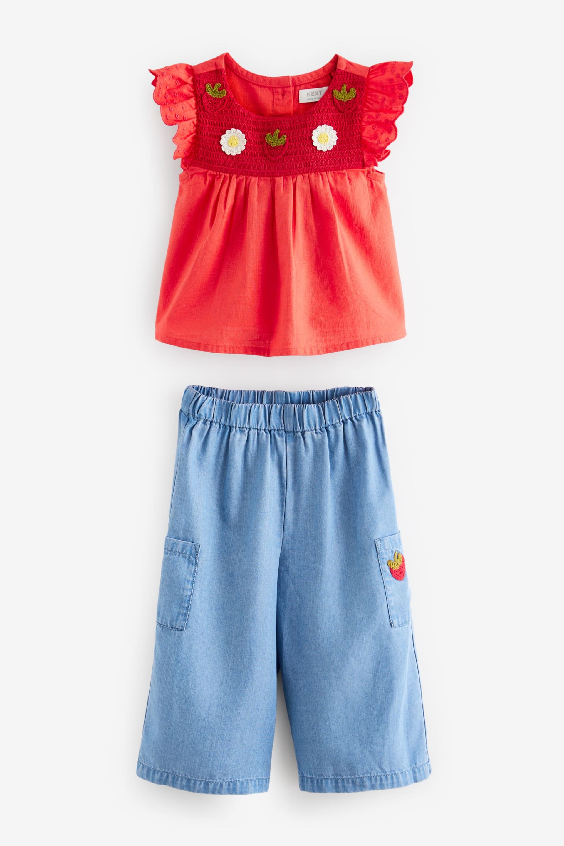 Red Strawberry Blouse and Trousers Set (3mths-7yrs) - Image 6 of 8