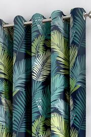 Fusion Green Tropical Leaves Lined Eyelet Curtains - Image 3 of 4