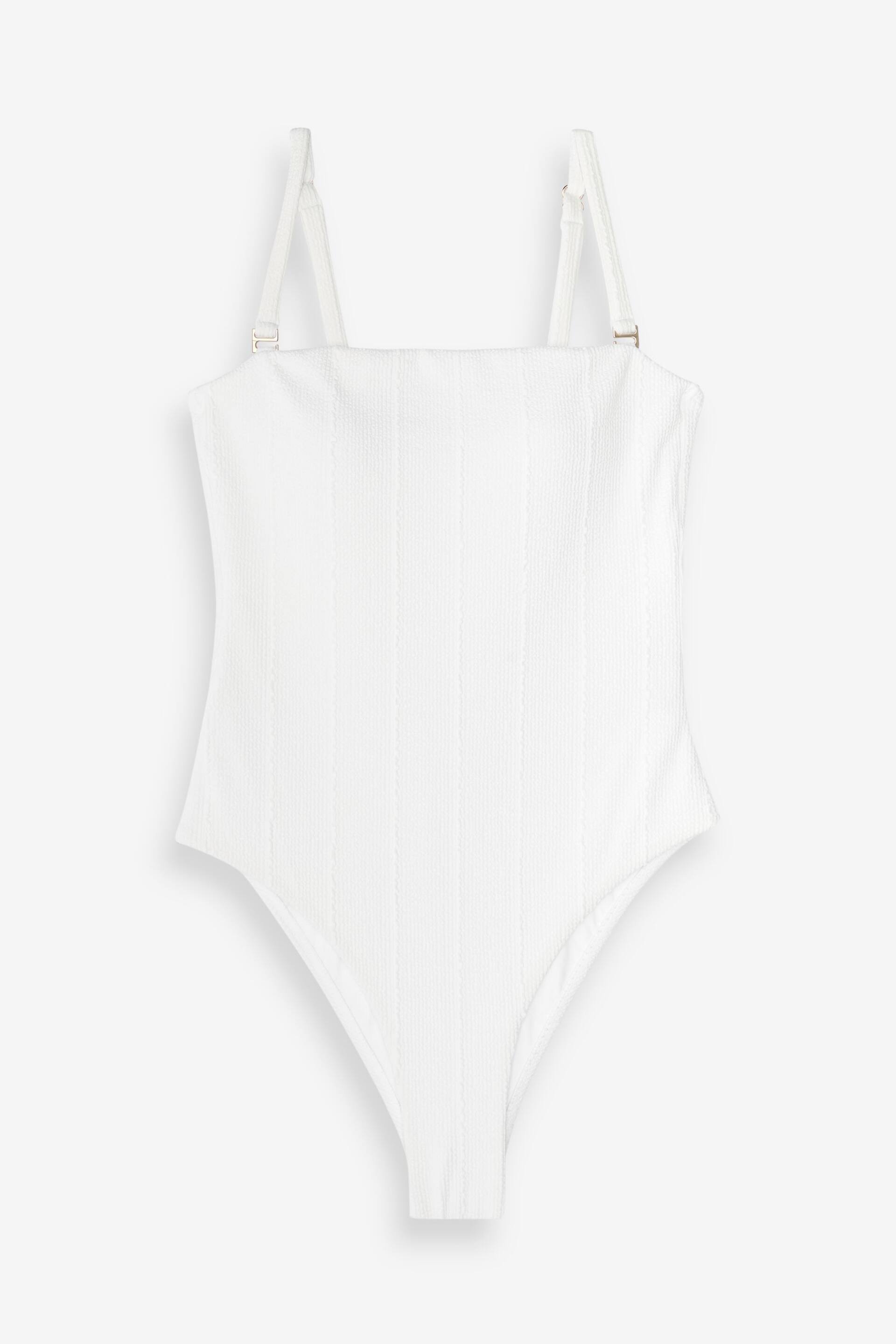 Mint Velvet White Ripple Bandeau Tummy Control Swimsuit - Image 3 of 5
