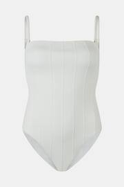 Mint Velvet White Ripple Bandeau Tummy Control Swimsuit - Image 4 of 5