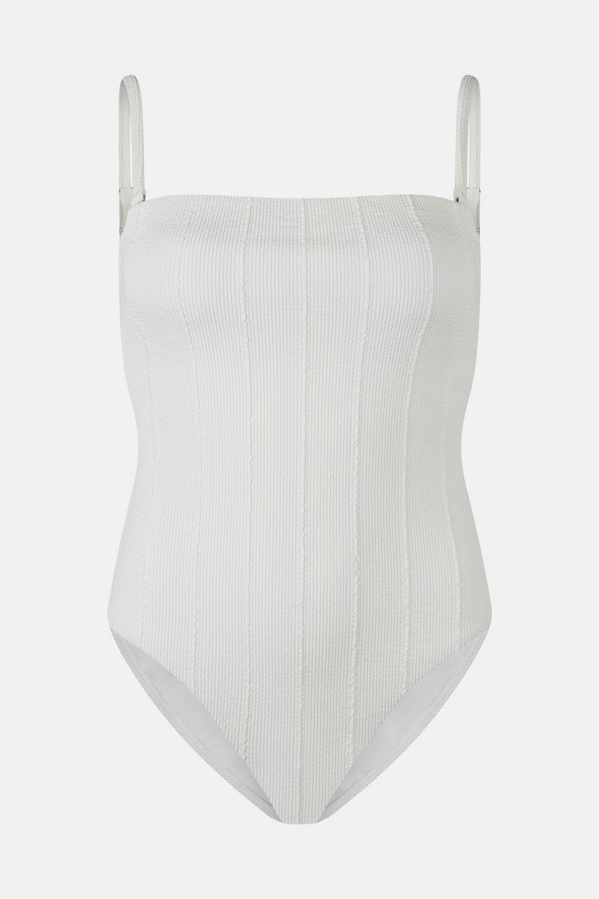 Mint Velvet White Ripple Bandeau Tummy Control Swimsuit - Image 4 of 5