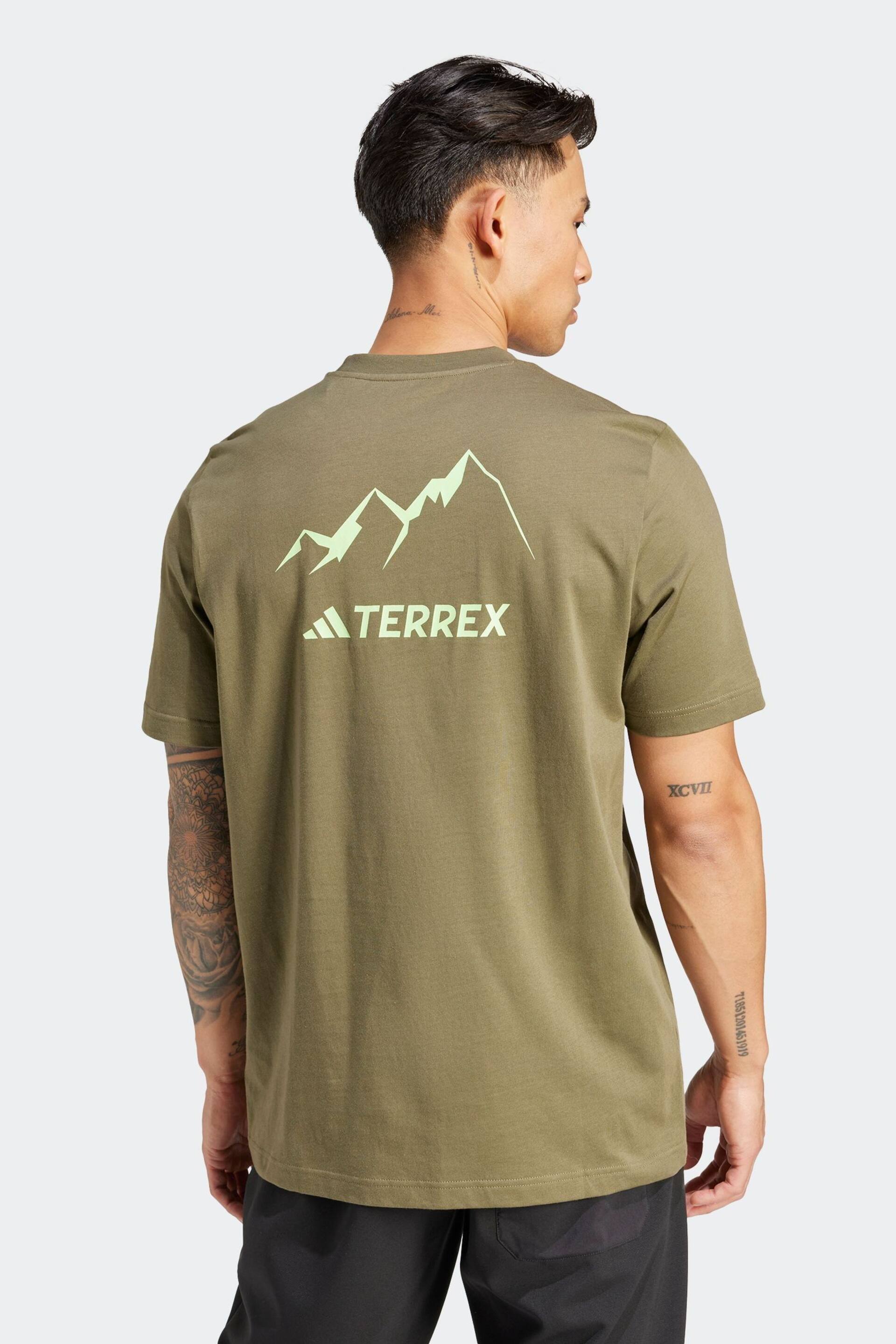 adidas Terrex Khaki Green Graphic T-Shirt - Image 3 of 7