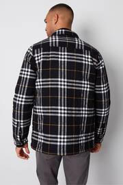 Threadbare Black Brushed Cotton Check Overshirt With Quilted Lining - Image 2 of 4