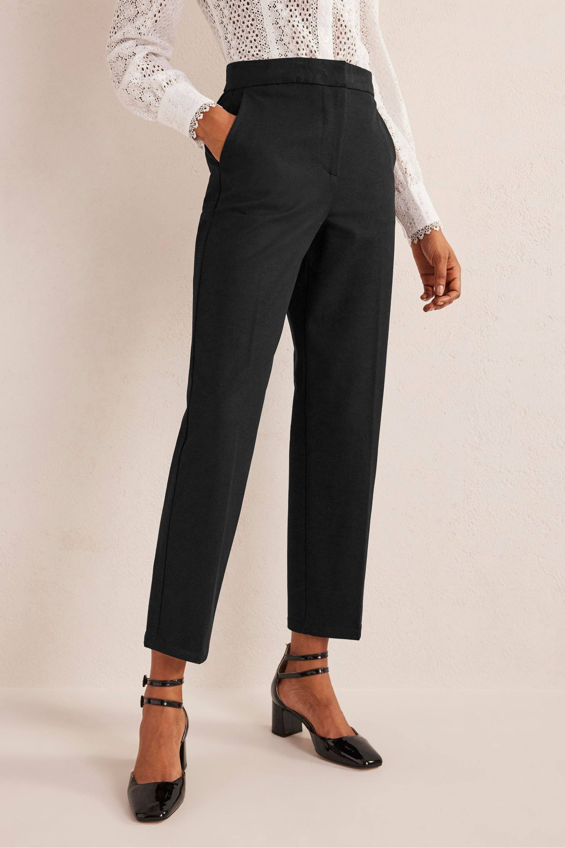 Boden Black Bi-Stretch Tapered Trousers - Image 1 of 6