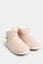 Yours Curve Pink Wide Fit Fluffy Chevron Boots Slippers - Image 2 of 5