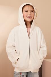 White Broderie Zip Through Hoodie (3-16yrs) - Image 3 of 10