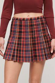 Superdry Dark Red Mid Rise Check Mini Skirt - Image 1 of 3