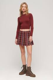 Superdry Dark Red Mid Rise Check Mini Skirt - Image 3 of 3