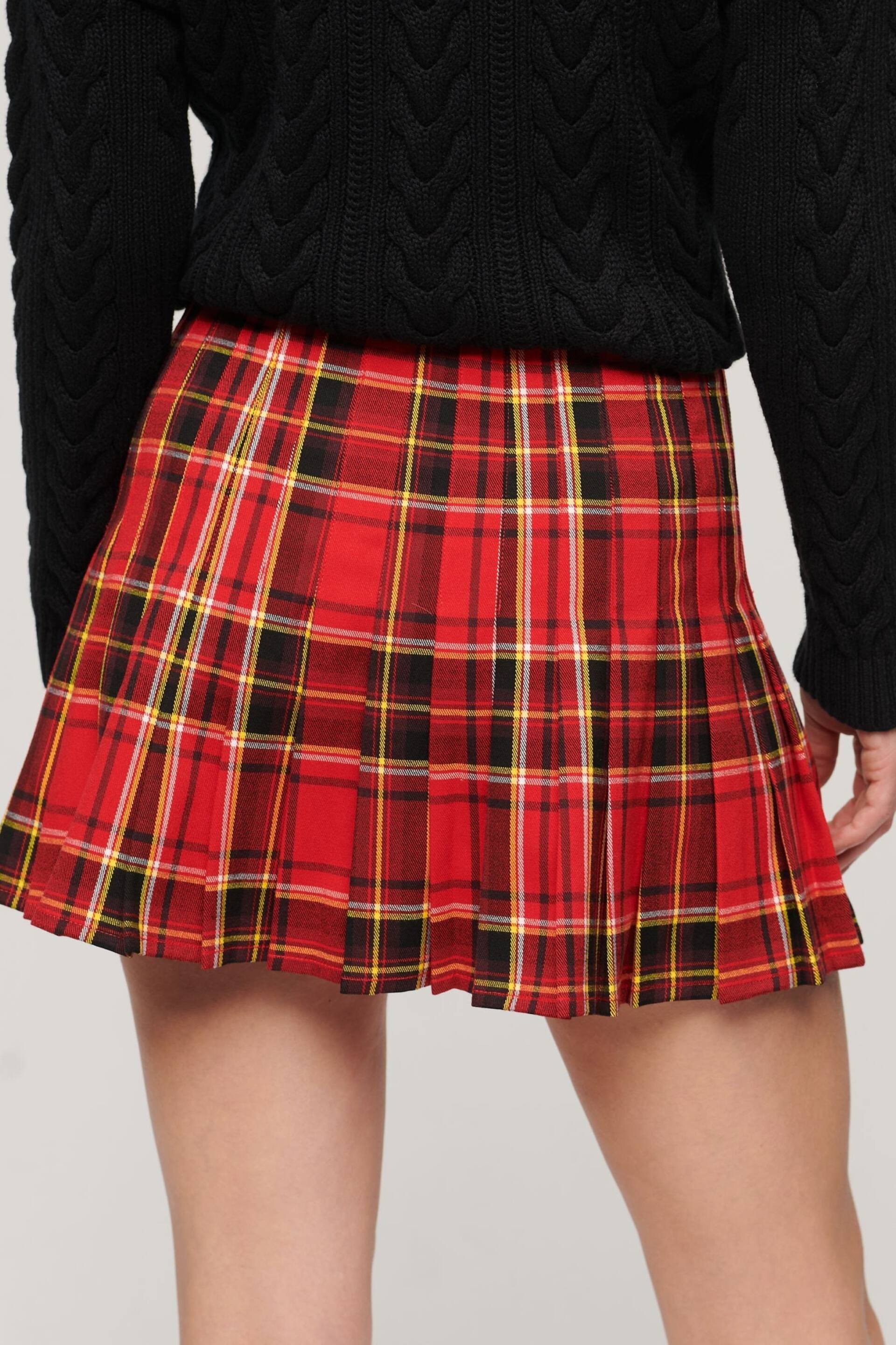 Superdry Red Mid Rise Check Mini Skirt - Image 2 of 3