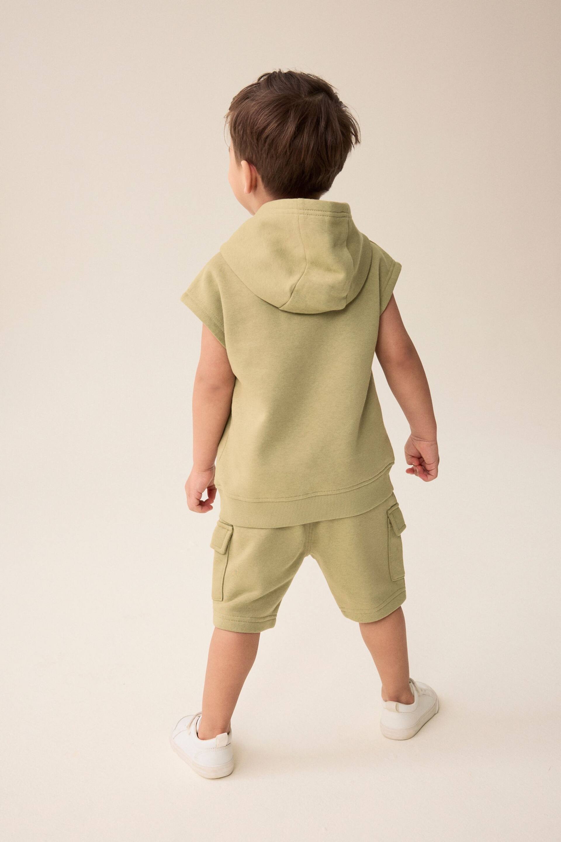Khaki Green Short Sleeve Utility Hoodie and Shorts Set (3mths-7yrs) - Image 3 of 9