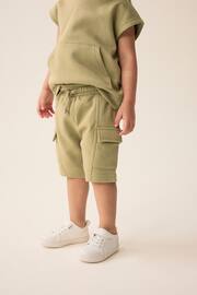 Khaki Green Short Sleeve Utility Hoodie and Shorts Set (3mths-7yrs) - Image 4 of 9