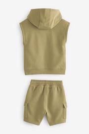 Khaki Green Short Sleeve Utility Hoodie and Shorts Set (3mths-7yrs) - Image 8 of 9