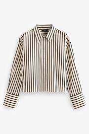Monochrome Stripe Long Sleeve Cotton Cropped Shirt - Image 6 of 7