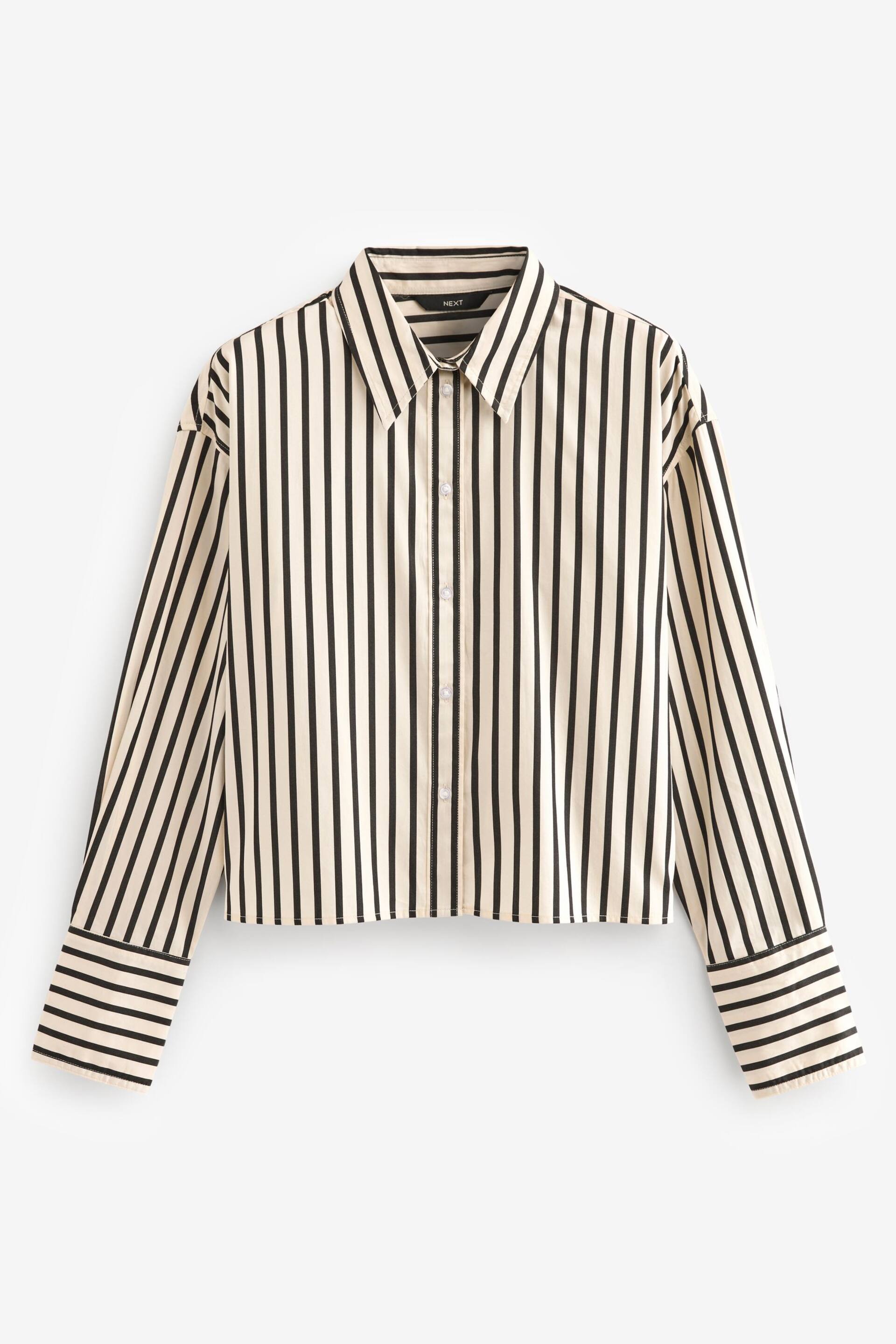 Monochrome Stripe Long Sleeve Cotton Cropped Shirt - Image 6 of 7