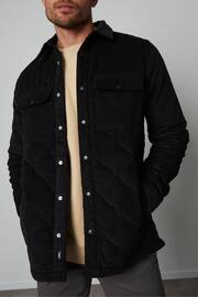 Threadbare Black Cord Overshirt With Quilted Lining - Image 1 of 4