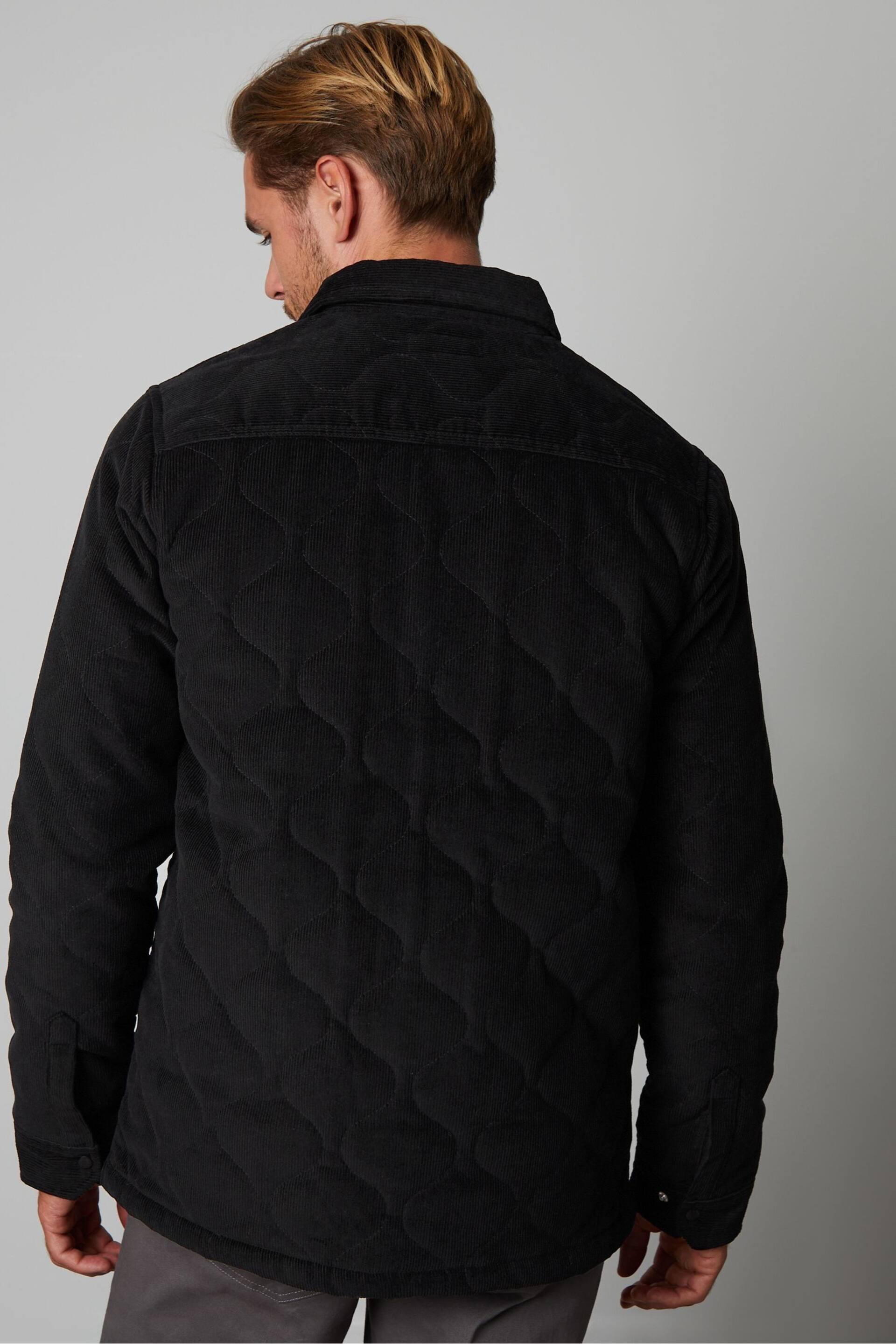 Threadbare Black Cord Overshirt With Quilted Lining - Image 2 of 4