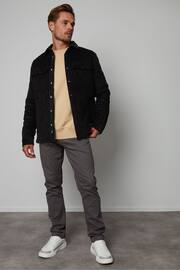 Threadbare Black Cord Overshirt With Quilted Lining - Image 3 of 4