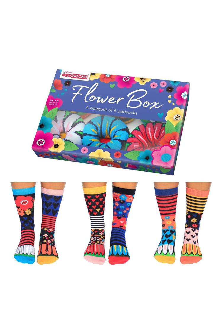 United Odd Socks Black Floral Flower Box Socks - Image 1 of 4