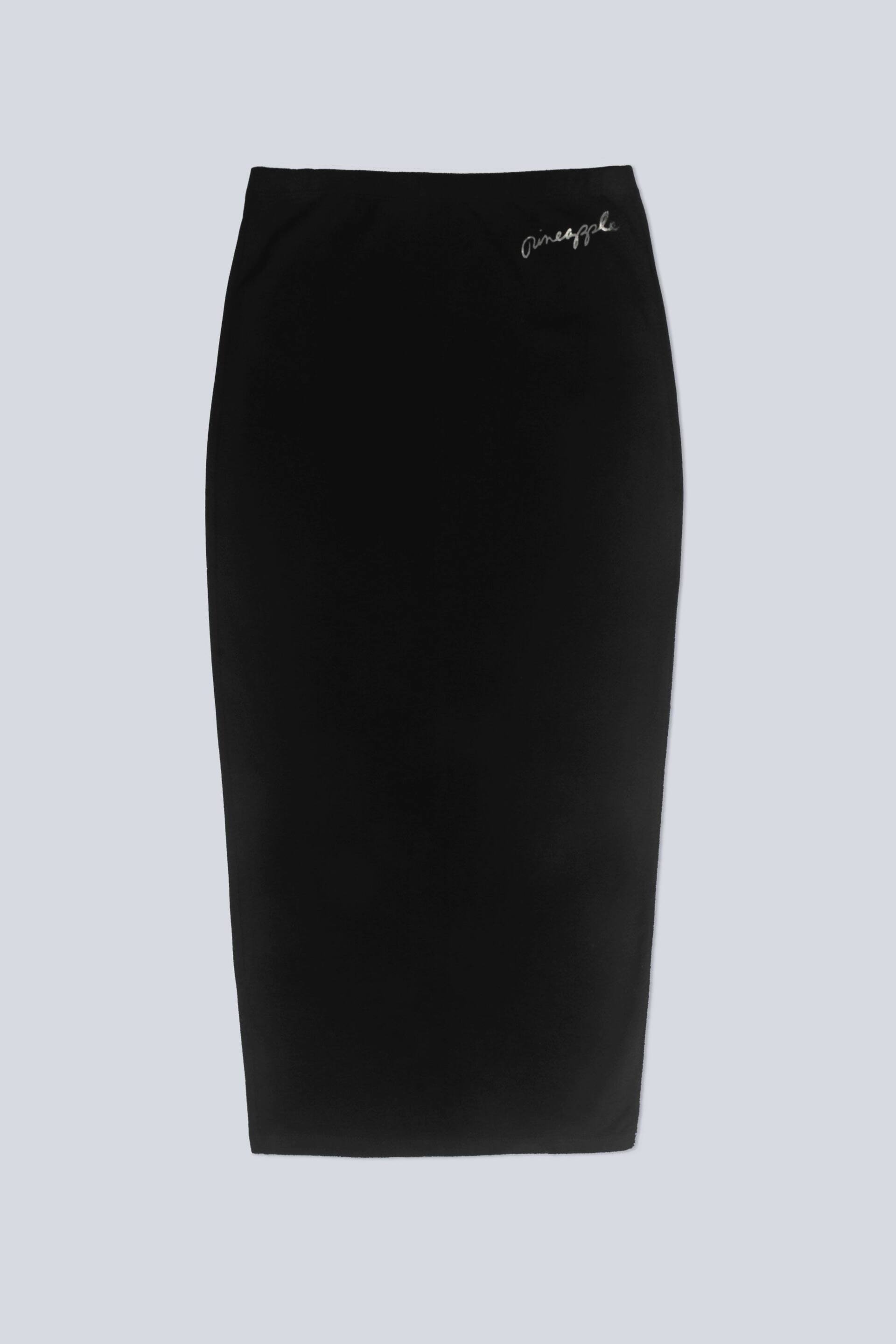 Pineapple Black Midi High Waist Womens Jersey Skirt - Image 5 of 5