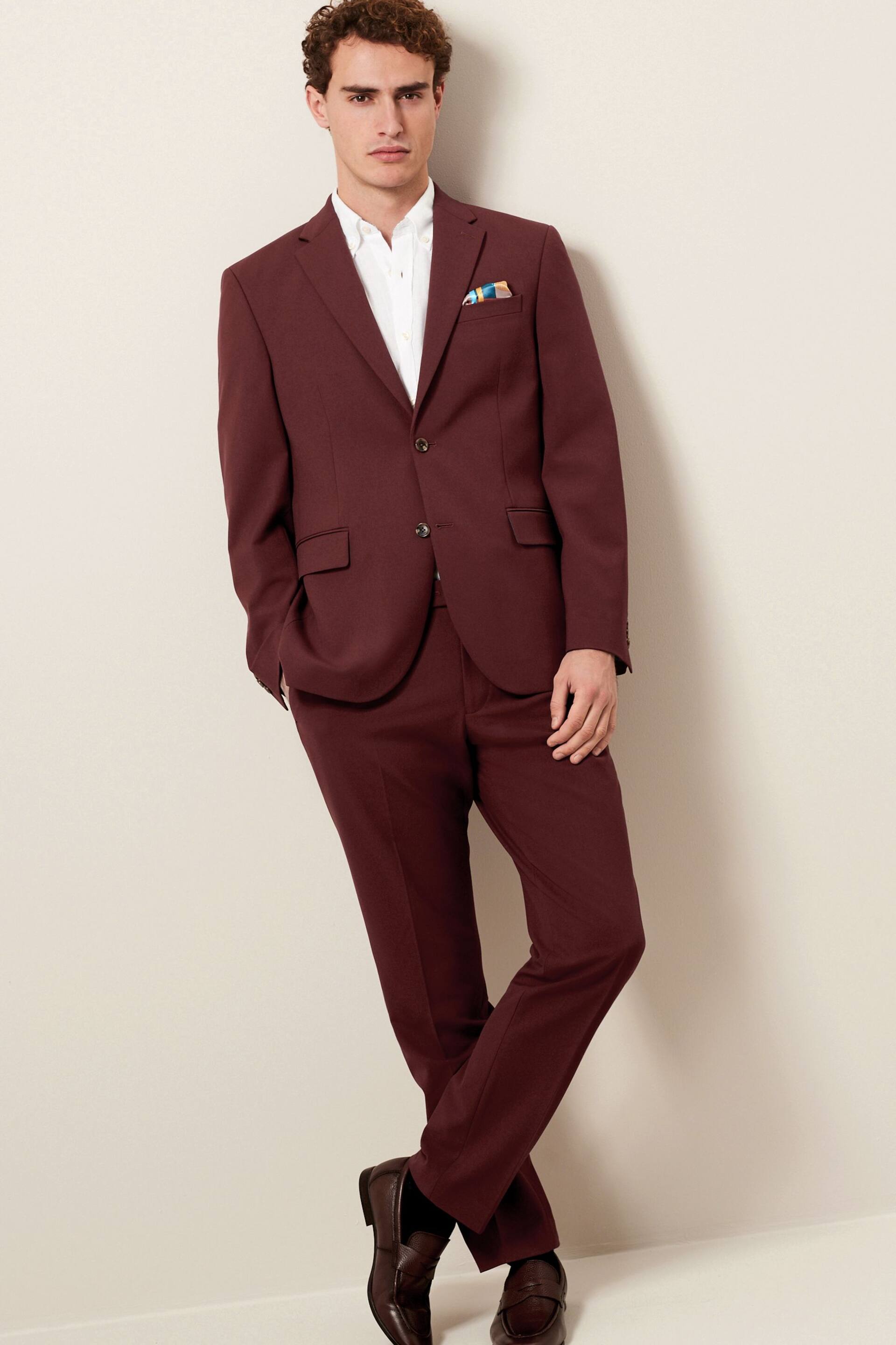 Brick Red Regular Fit Motionflex Stretch Suit: Trousers - Image 2 of 8