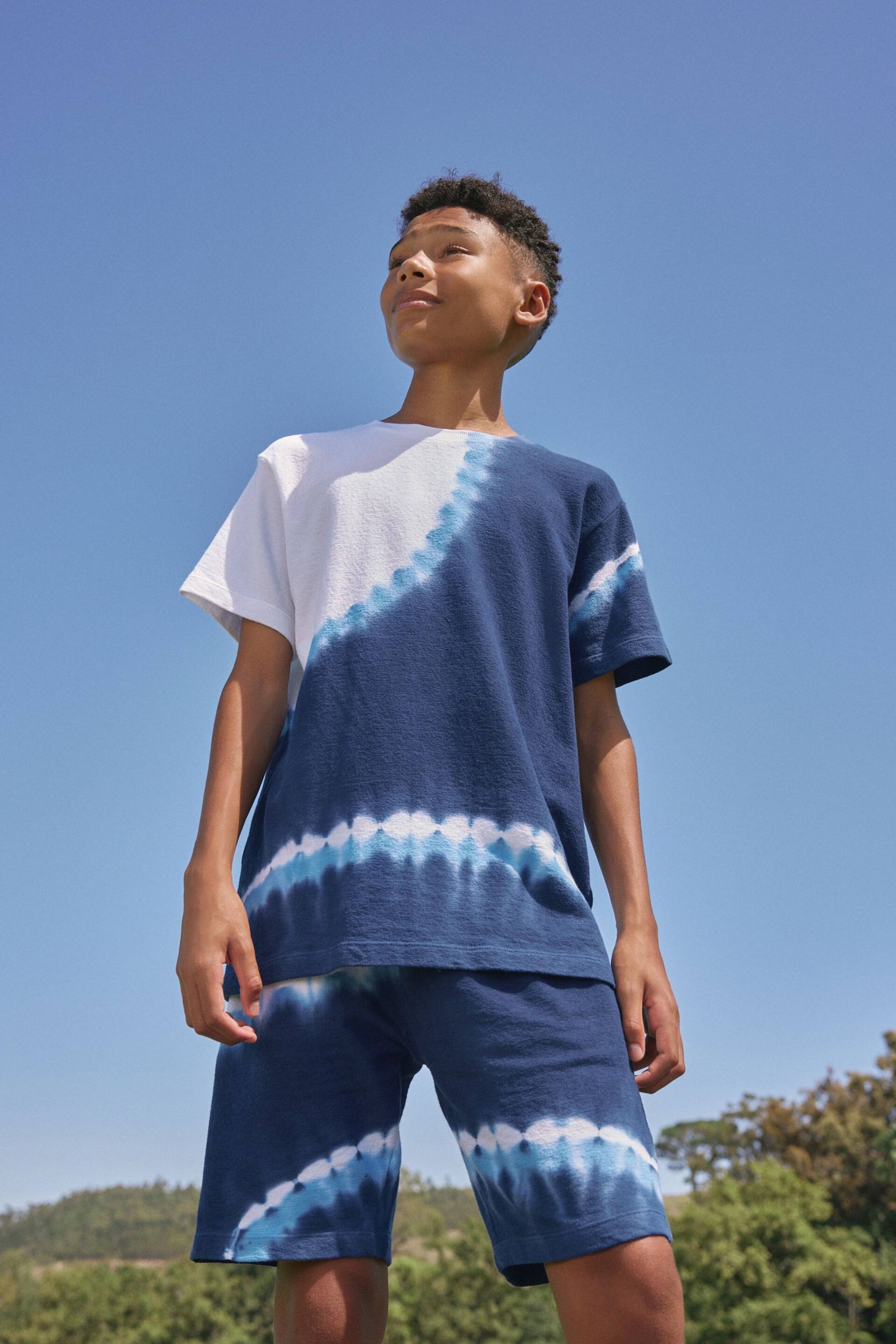 Navy Blue Tie Dye T-Shirt and Shorts Set (3-16yrs) - Image 3 of 5