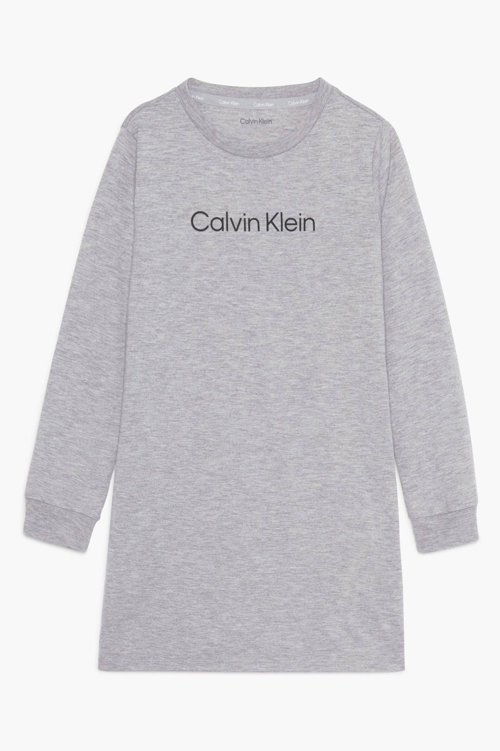 Calvin Klein Grey Modern Cotton Long Sleeve Sleep Dress - Image 3 of 3