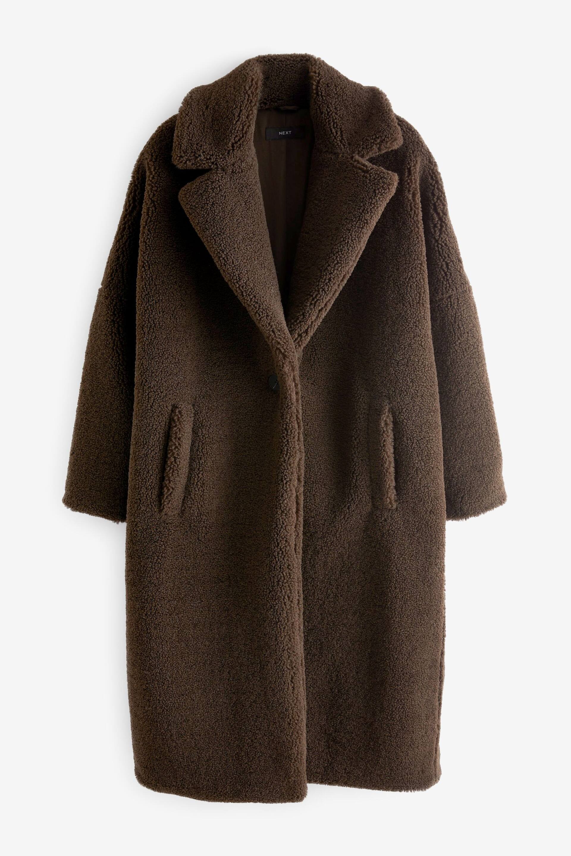 Brown Teddy Borg Long Coat - Image 5 of 6