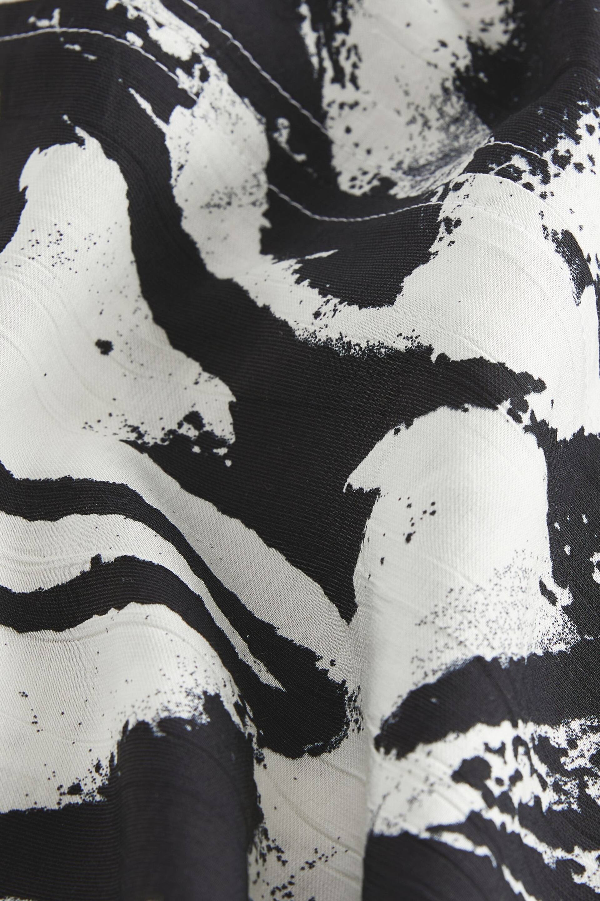 Monochrome Swirl Gathered Short Sleeve Textured Boxy T-Shirt - Image 7 of 7