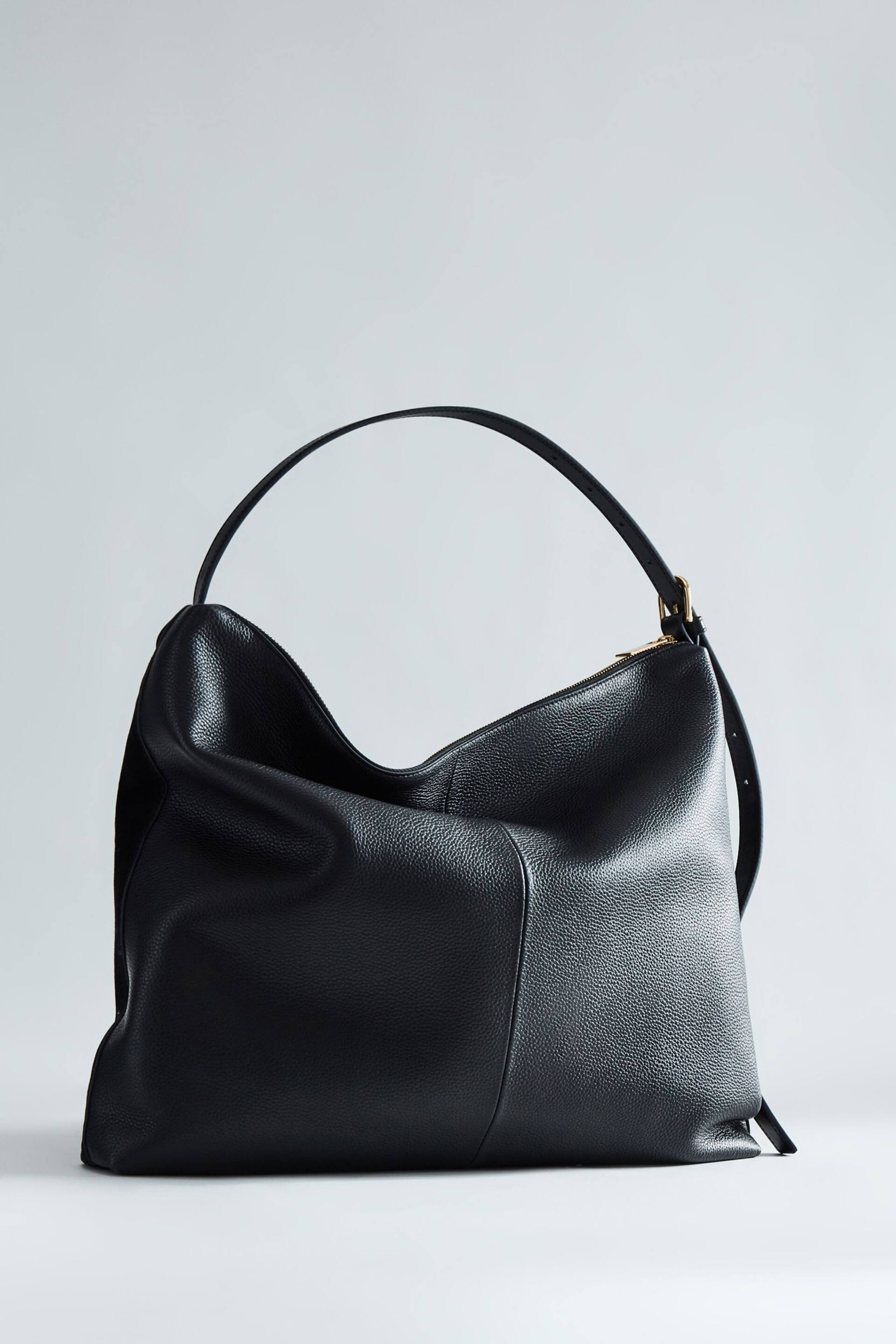 Reiss Black Vigo Leather Suede Handbag - Image 1 of 6