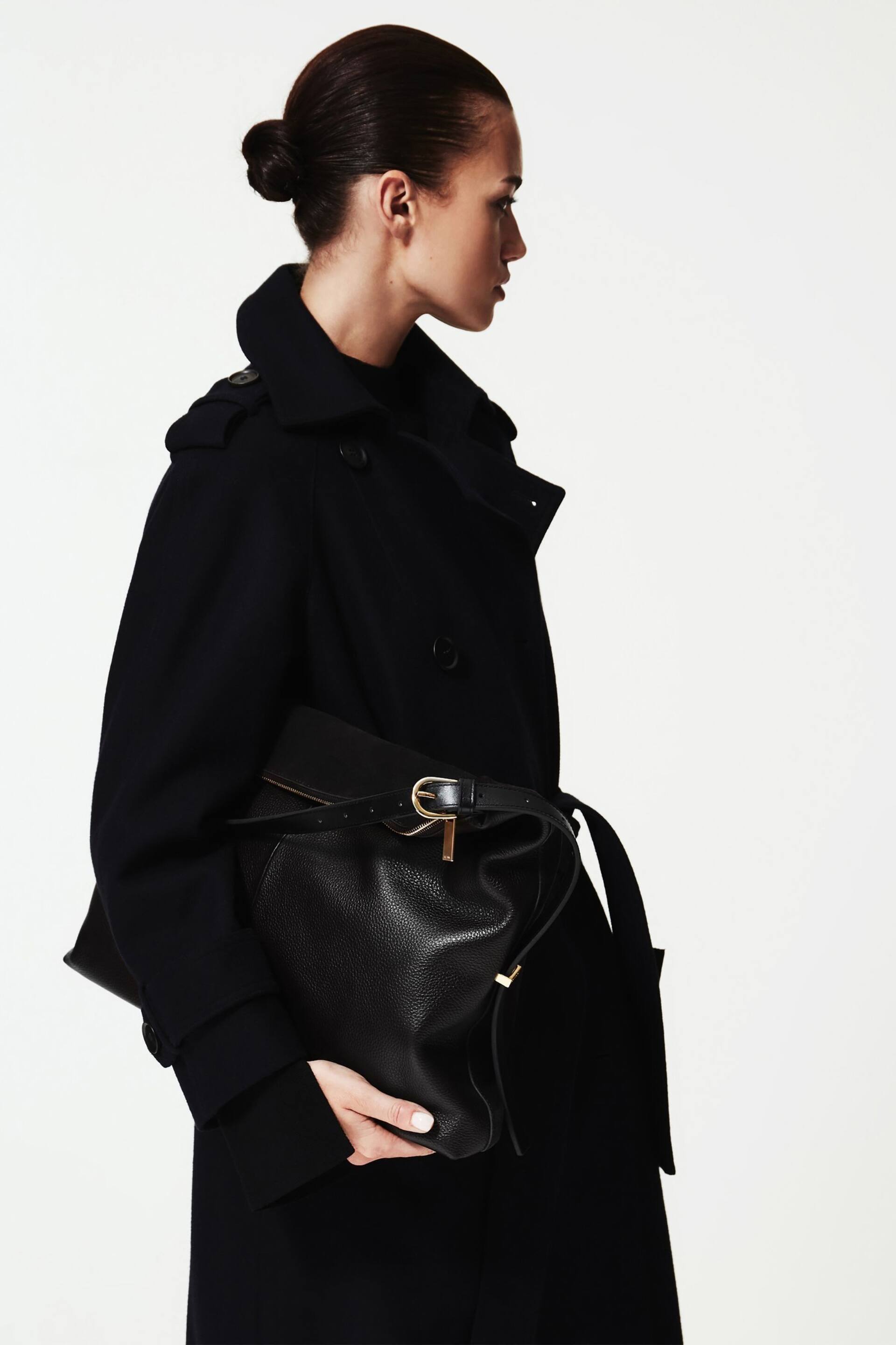 Reiss Black Vigo Leather Suede Handbag - Image 2 of 6