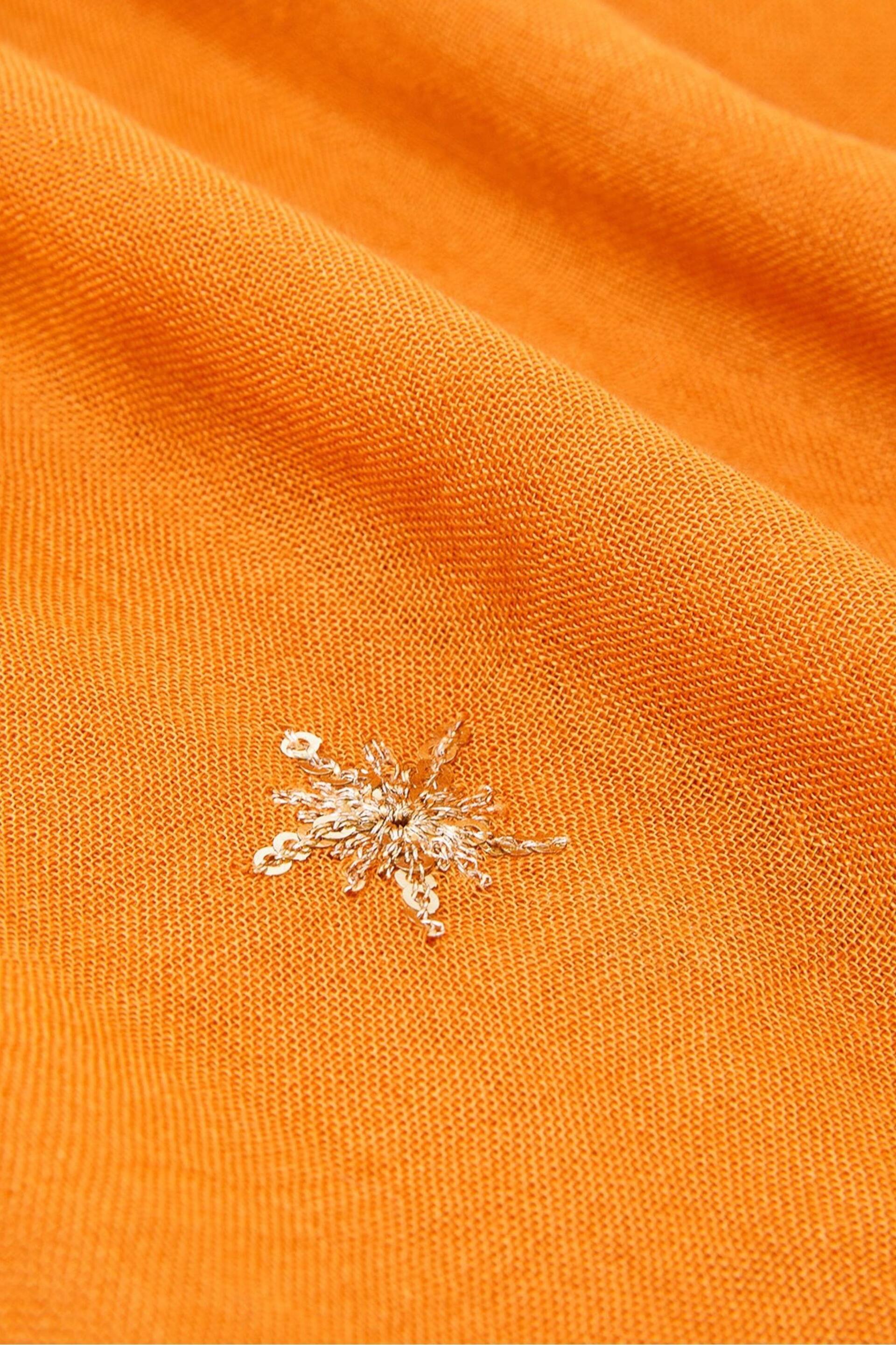 Monsoon Orange Embellished Lightweight Scarf - Image 3 of 3