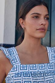 Blue/White Broderie Frill Sleeve Embroidered Cami Top - Image 4 of 6