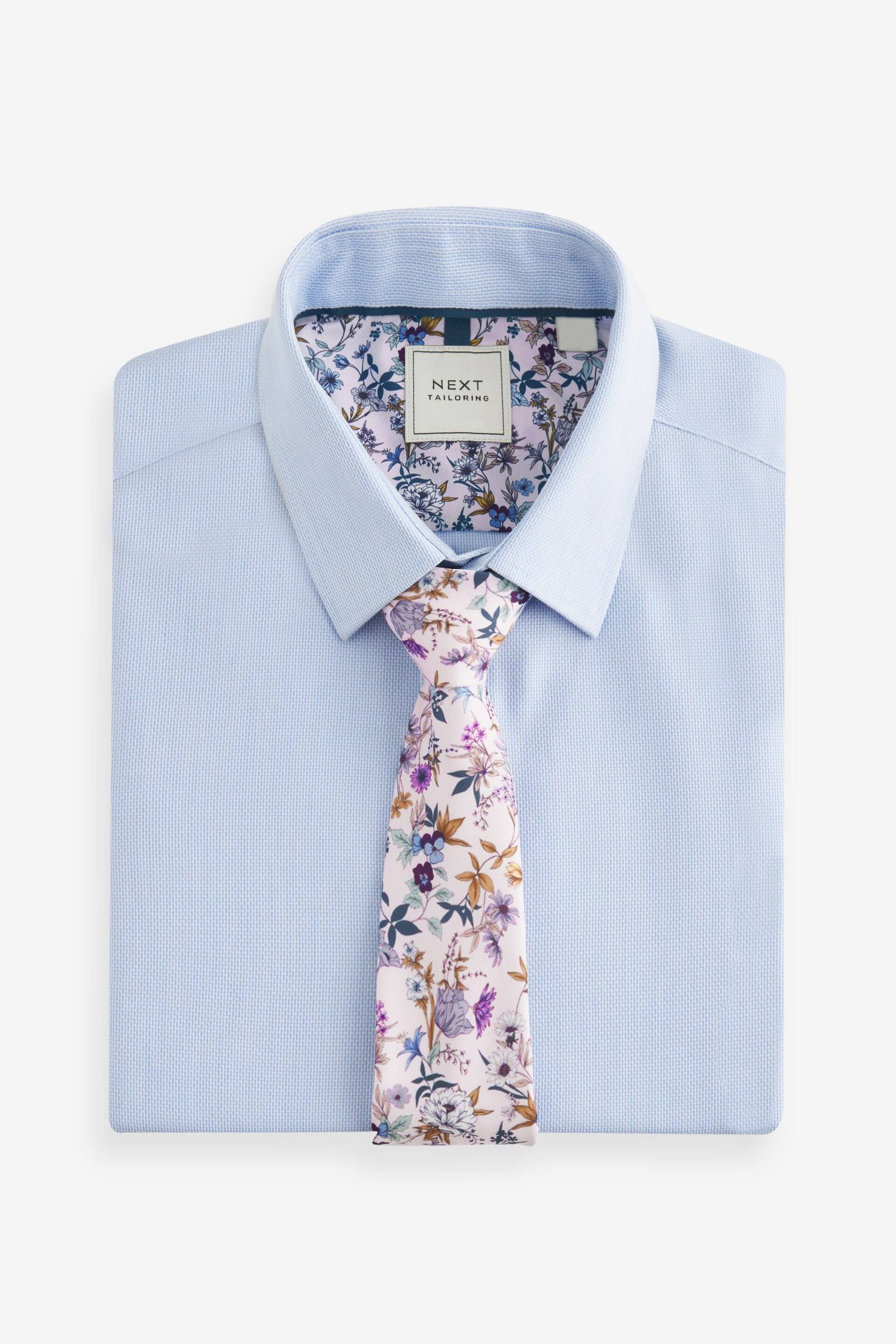 Light Blue/Light Pink Floral Occasion Shirt And Tie Pack - Image 7 of 7