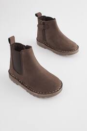 Chocolate Brown Wide Fit (G) Warm Lined Leather Chelsea Boots - Image 1 of 6