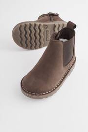 Chocolate Brown Wide Fit (G) Warm Lined Leather Chelsea Boots - Image 3 of 6