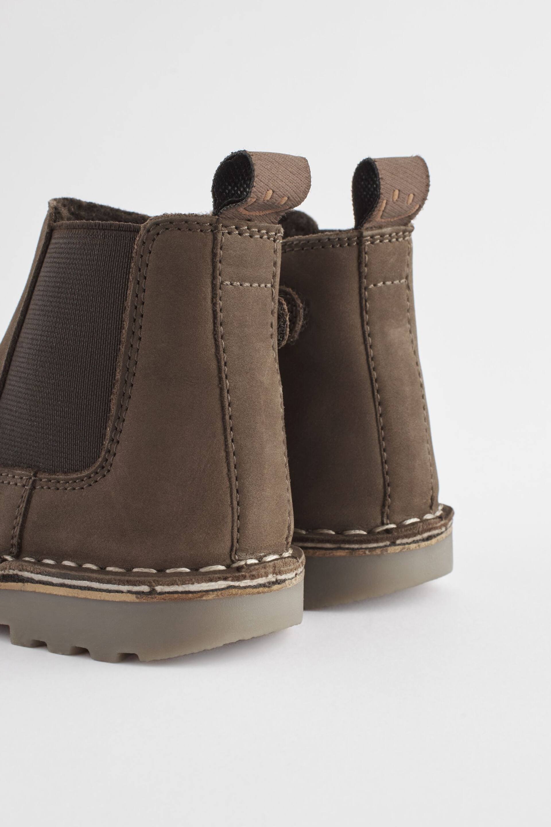 Chocolate Brown Wide Fit (G) Warm Lined Leather Chelsea Boots - Image 4 of 6