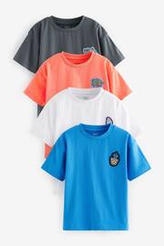 White/Grey/Blue/Orange Short Sleeve T-Shirt Set 4 Pack (3mths-7yrs) - Image 1 of 7