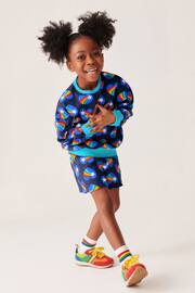 Little Bird by Jools Oliver Blue Rainbow Heart Sweat Top and Short Set - Image 1 of 7